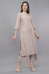 Grey Printed Rayon Round Neck Women's Kurta