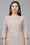 Grey Printed Rayon Round Neck Women's Kurta