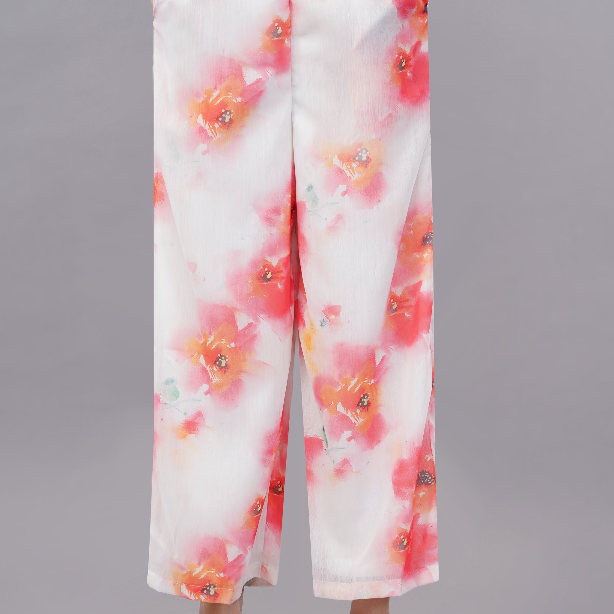 White Floral Print Plazzo For Women