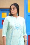 Light Green Glitter Printed Straight kurta