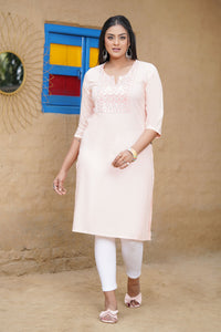 Straight Kurta with Mirror Embroidery