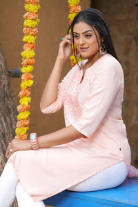 Straight Kurta with Mirror Embroidery