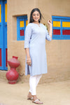 Straight Kurta with Embroidered Yoke