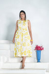 Bombay Paisley Yellow Floral-Patterned Dress