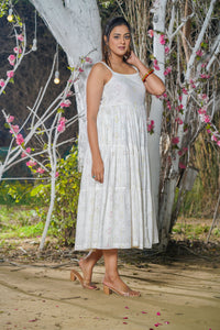 Bombay Paisley White Printed Tiered Boho Dress