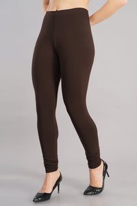 Shruthi Stretch Churidar Leggings || COFFEE BROWN