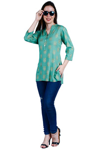 Shruthi Women's Green Viscose Printed Kurta