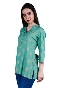 Shruthi Women's Green Viscose Printed Kurta