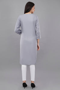 Straight Kurta with Embroidered Yoke