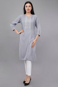 Straight Kurta with Embroidered Yoke