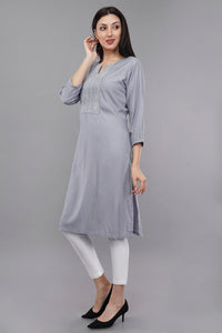 Straight Kurta with Embroidered Yoke