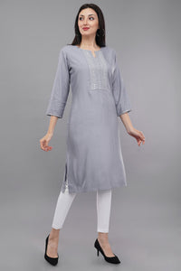 Straight Kurta with Embroidered Yoke