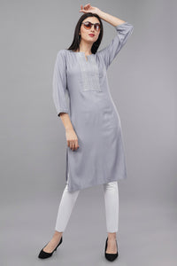 Straight Kurta with Embroidered Yoke