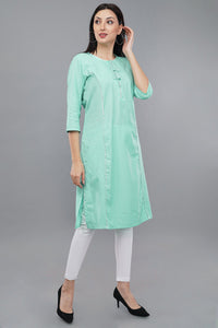 Polka-Dot Print Straight Kurta with Tie-Up Neck