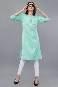 Polka-Dot Print Straight Kurta with Tie-Up Neck