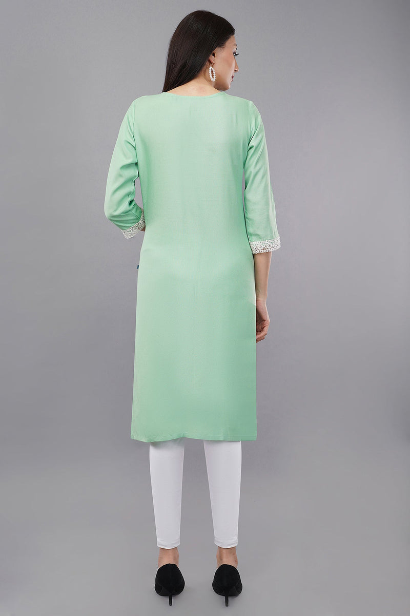 Light Green Glitter Printed Straight kurta