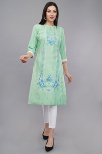 Light Green Glitter Printed Straight kurta