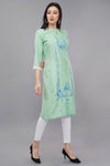 Light Green Glitter Printed Straight kurta