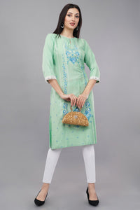 Light Green Glitter Printed Straight kurta