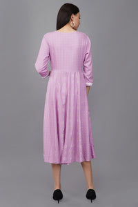 Women's Lilac Viscose Embroidered Kurta