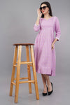 Women's Lilac Viscose Embroidered Kurta