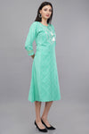 Women's Light Blue Cotton Embroidered Kurta