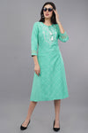 Women's Light Blue Cotton Embroidered Kurta