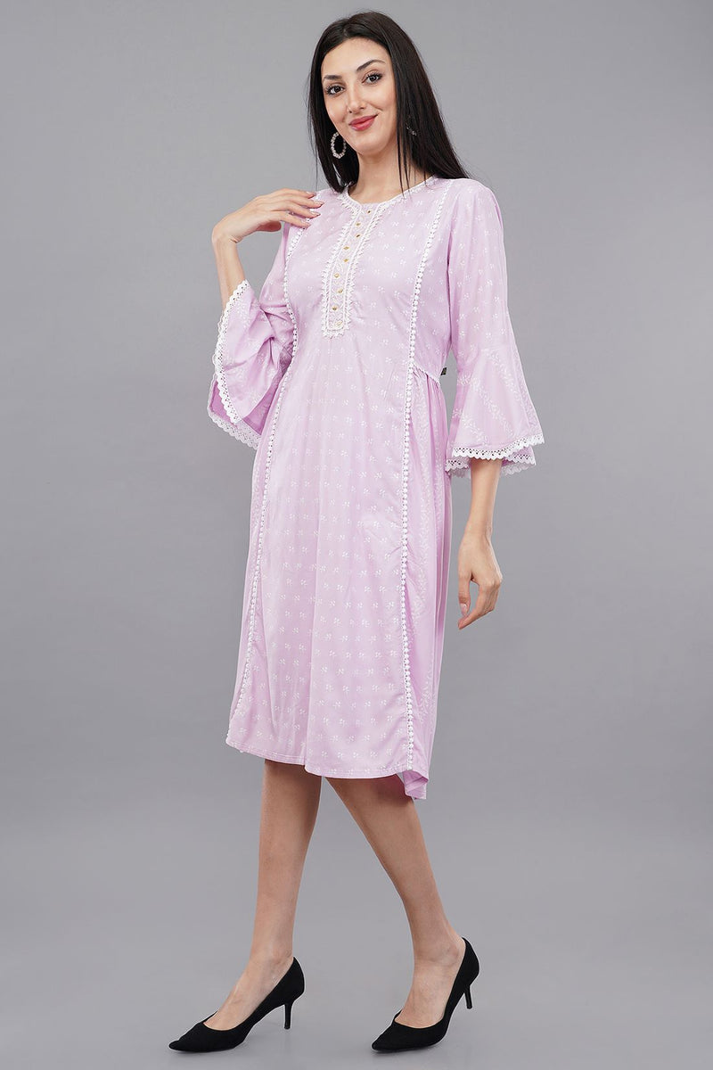 Womens's Lilac Embroidered Dress