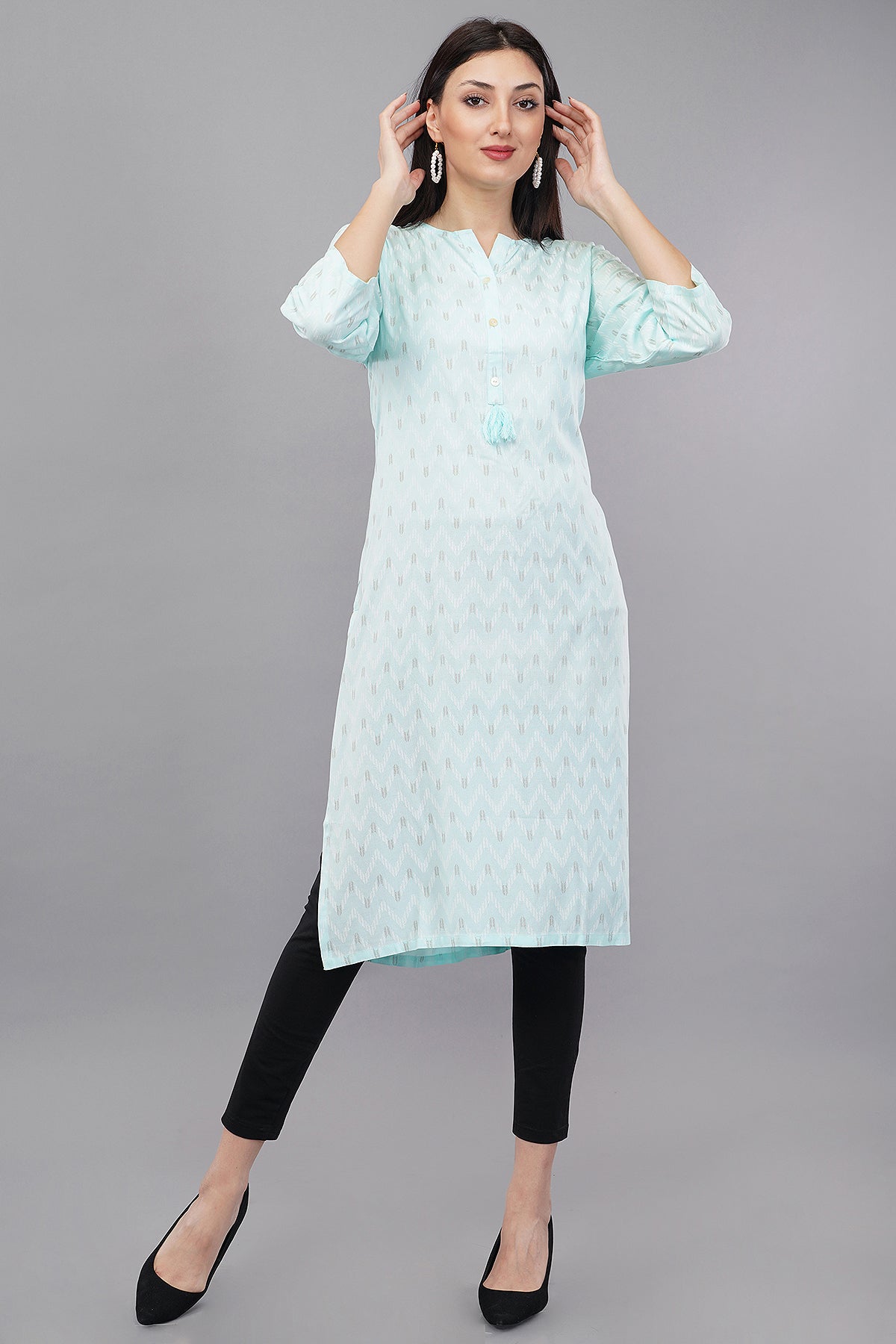 Ikat Print Straight Kurta