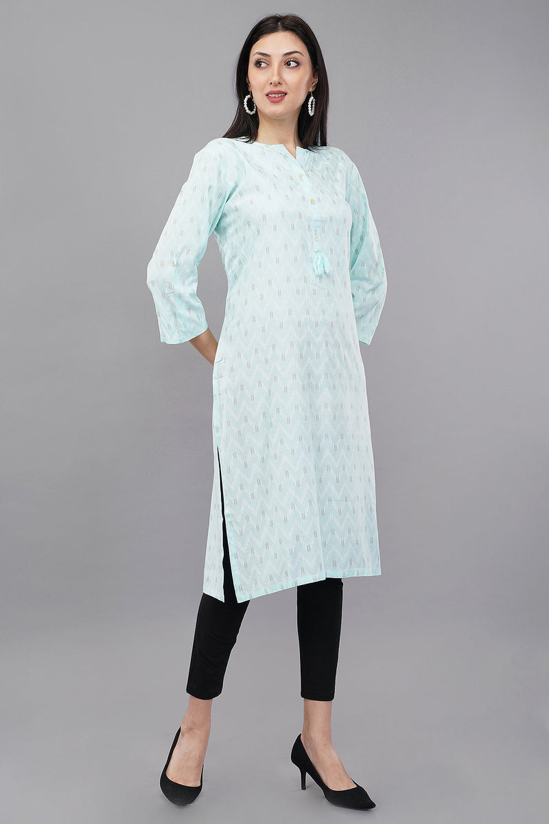 Ikat Print Straight Kurta