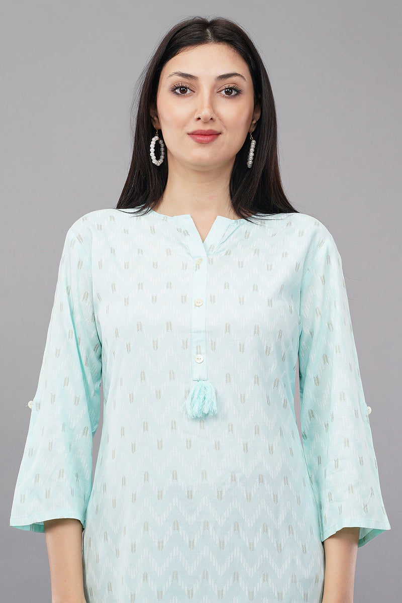 Ikat Print Straight Kurta