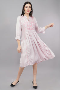 Women Pink Embroidered Kurta