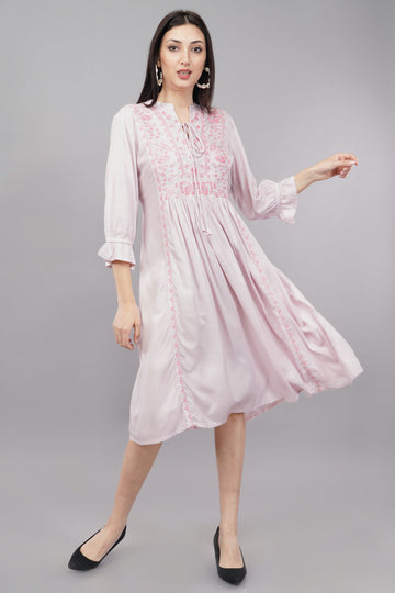 Women Pink Embroidered Kurta