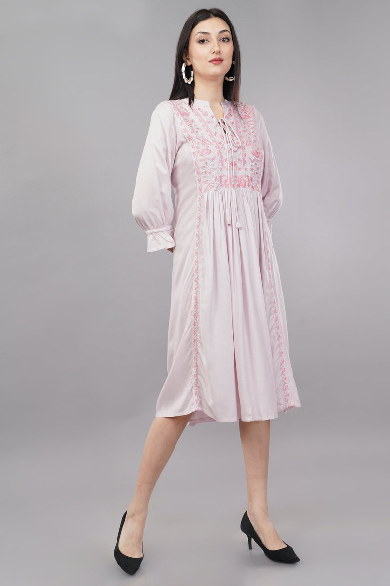 Women Pink Embroidered Kurta