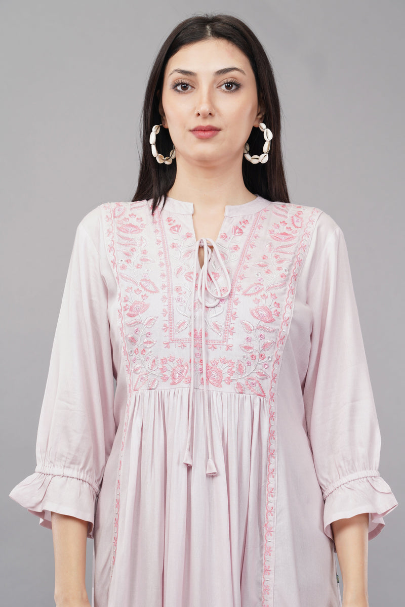 Women Pink Embroidered Kurta