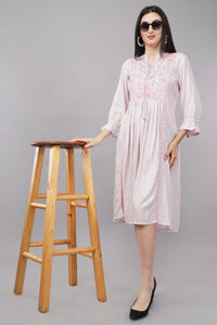 Women Pink Embroidered Kurta