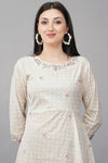 WHITE Viscose Embroidered Kurta