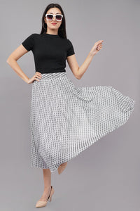 Wardrobe Printed Off White Pleated Skirt