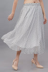 Wardrobe Printed Off White Pleated Skirt