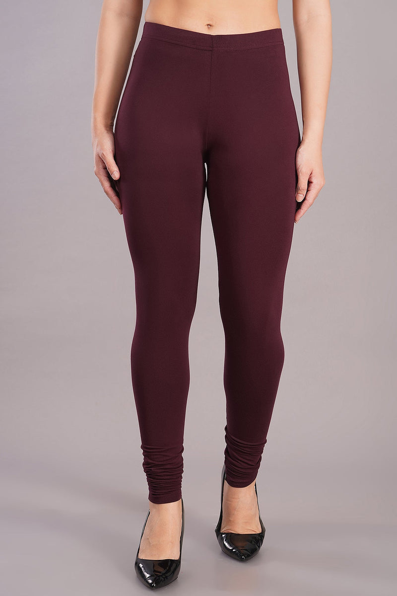 Shruthi Stretch Churidar Leggings || WINE