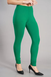 Shruthi Stretch Churidar Leggings || PAK GREEN