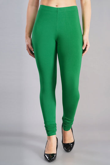 Shruthi Stretch Churidar Leggings || JADE GREEN