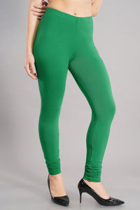 Shruthi Stretch Churidar Leggings || JADE GREEN