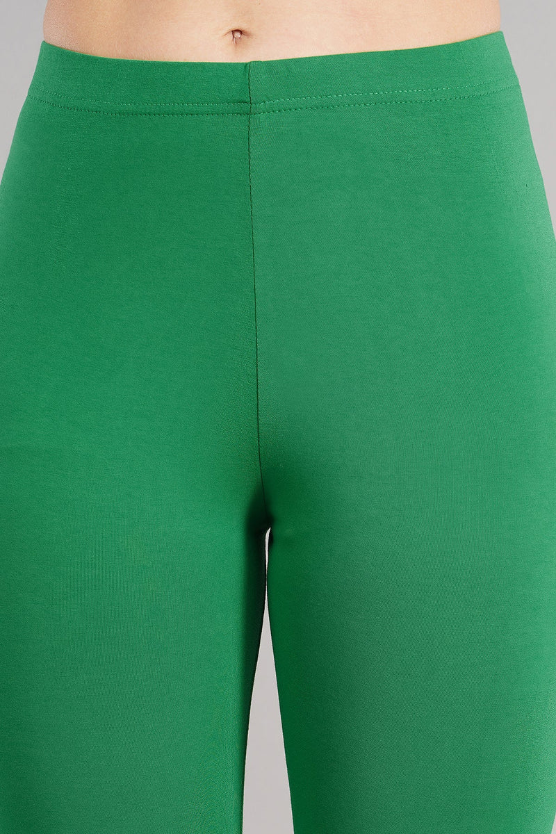 Shruthi Stretch Churidar Leggings || JADE GREEN