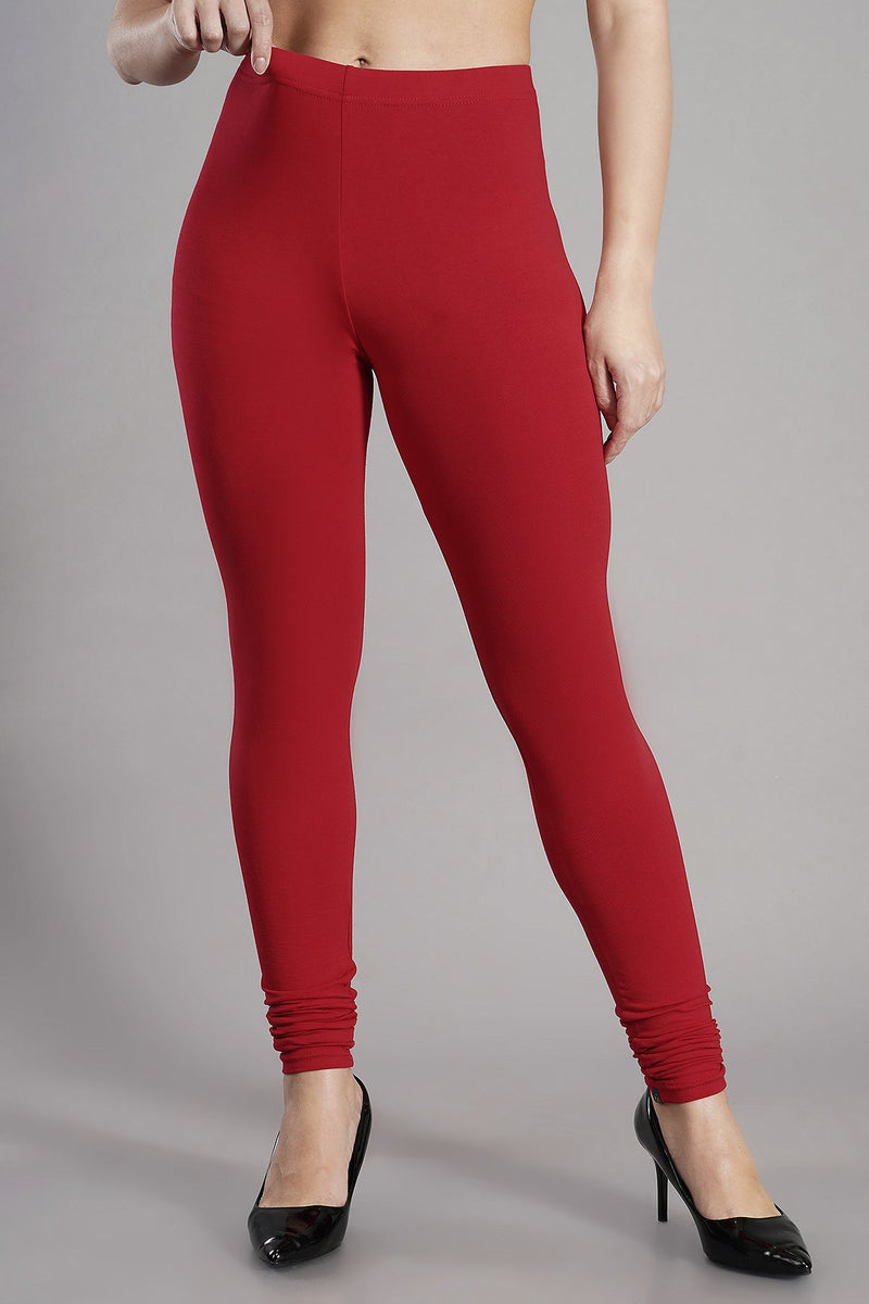 Shruthi Stretch Churidar Leggings || RED