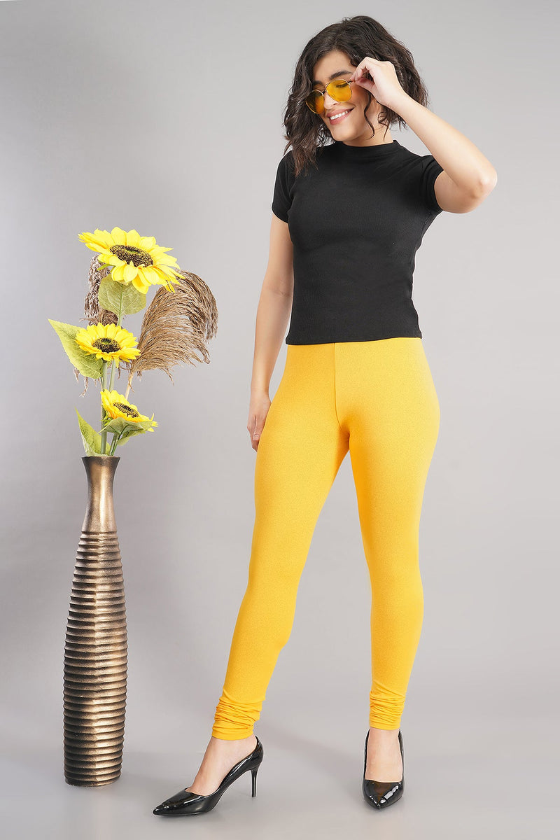 Shruthi Stretch Churidar Leggings || LIME YELLOW