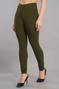 Shruthi Stretch Churidar Leggings || OLIVE GREEN