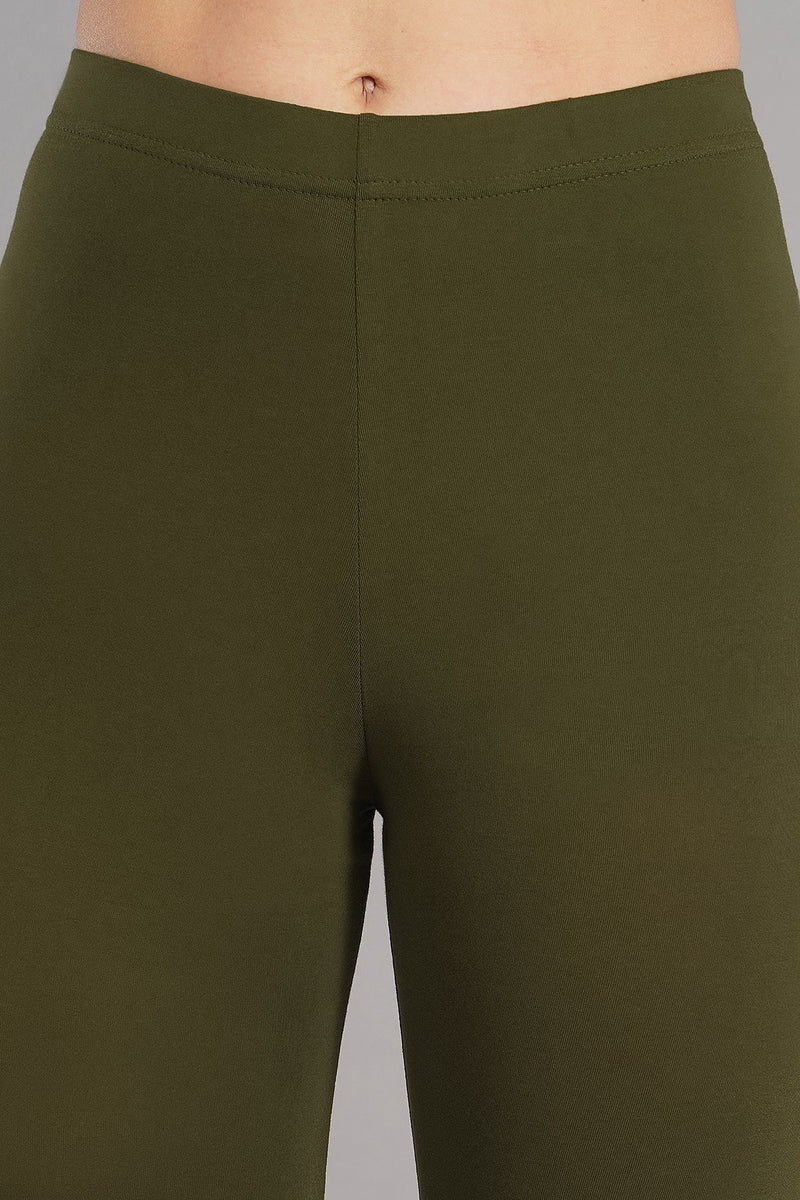 Shruthi Stretch Churidar Leggings || OLIVE GREEN