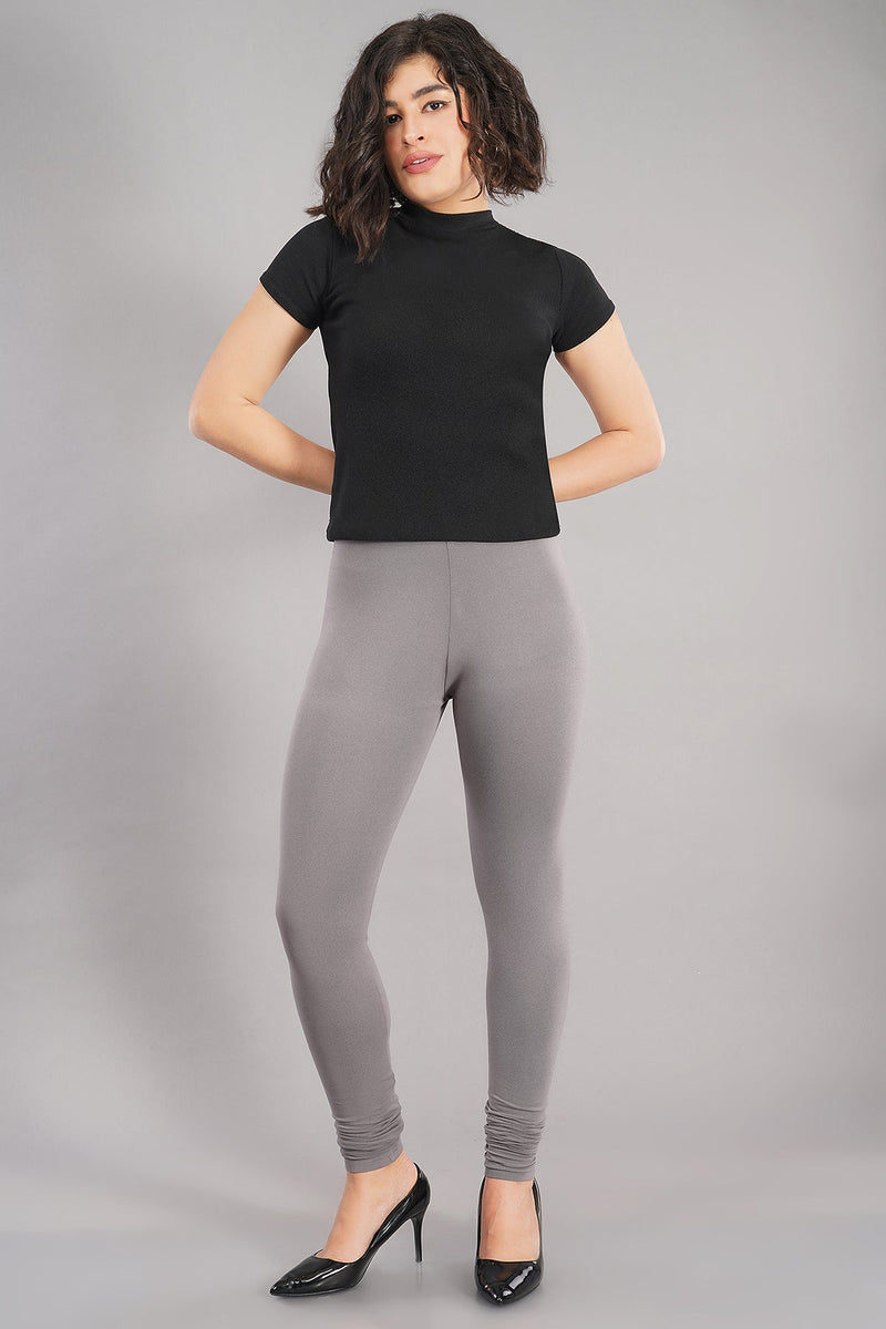 Shruthi Stretch Churidar Leggings || STEEL GREY