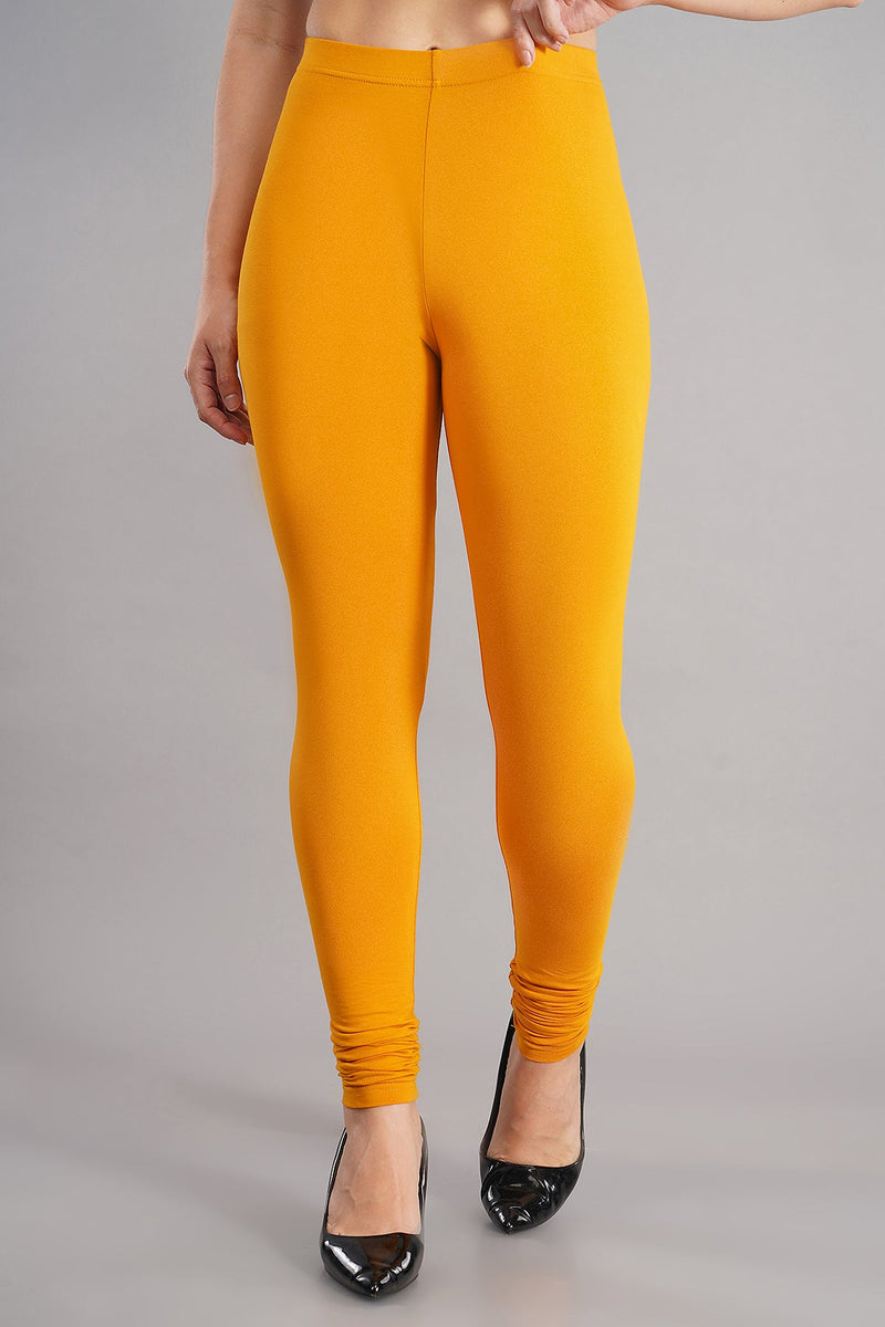 Shruthi Stretch Churidar Leggings || MUSTED YELLOW